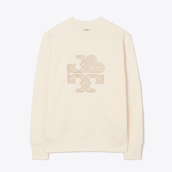 Tory Burch Sweaters - Tory Burch HEAVY FRENCH TERRY HEART LOGO CREWNECK